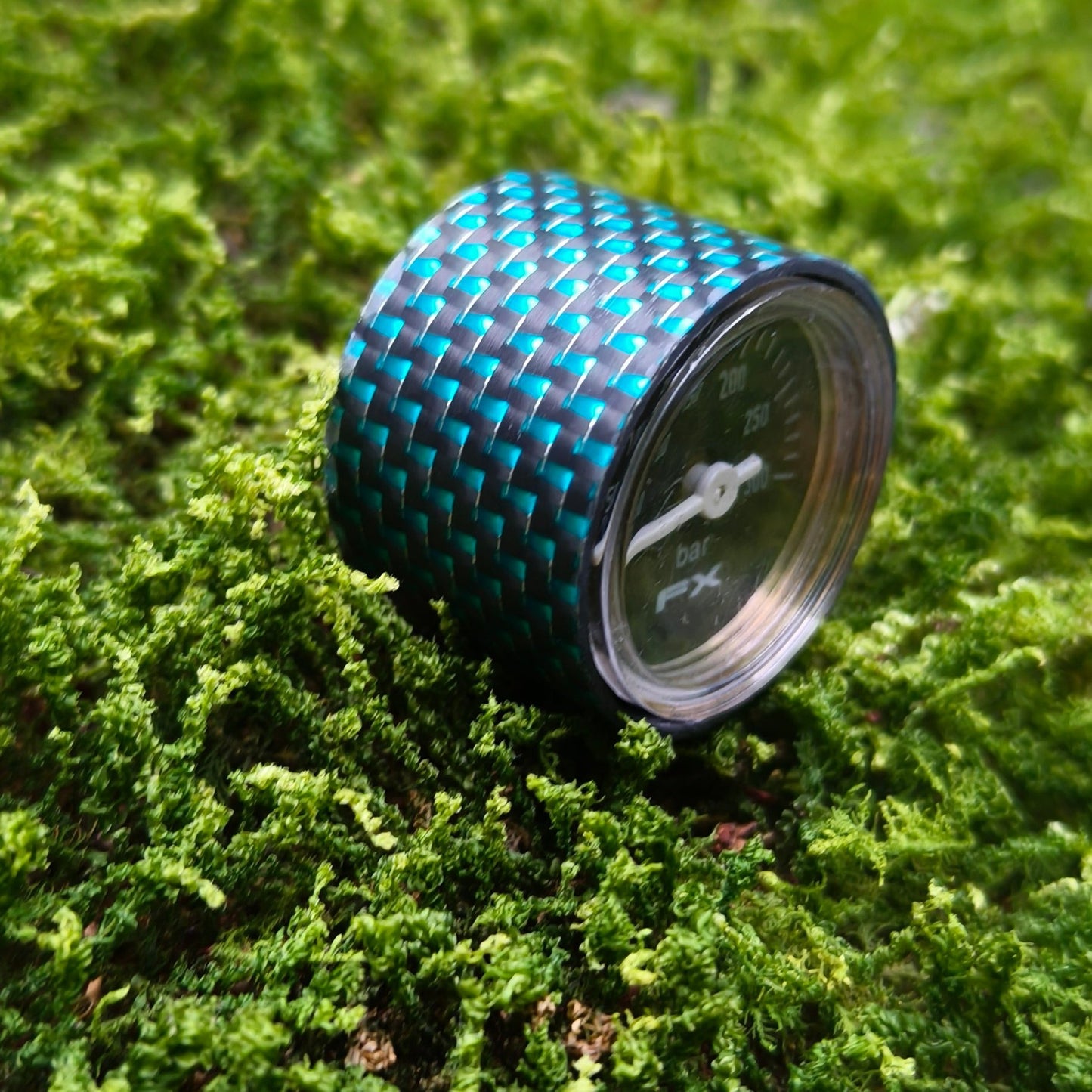 Carbon Fiber Pressure Gauge Cover-Aquamarine