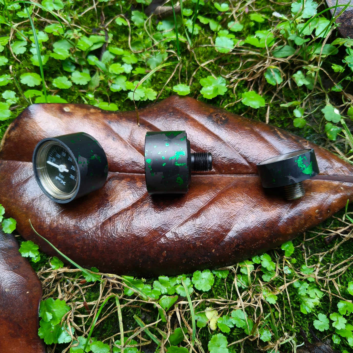 Carbon Fiber Pressure Gauge Cover-Sprinkle Green